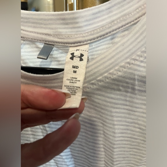 Never worn. Very light material. Grey and white striped. - Picture 2 of 4